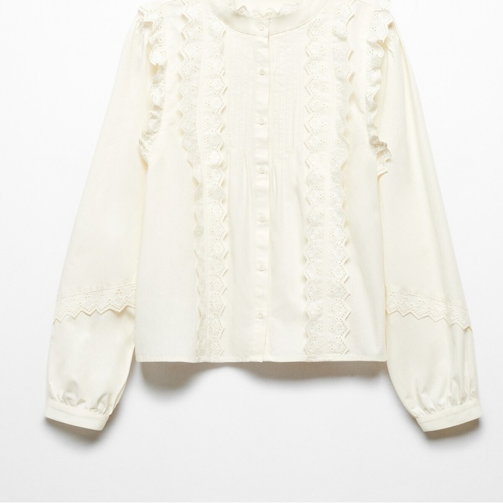 MANGO COTTON BLOUSE WITH RUFFLE DETAIL - Picture 8 of 8